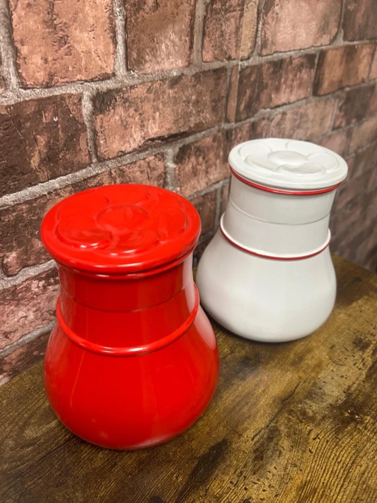 Pair of 1970's Verrerie Du Gier Pop Art Glass Jars