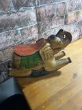 Vintage Hand Carved Small Wooden Rocking Elephant