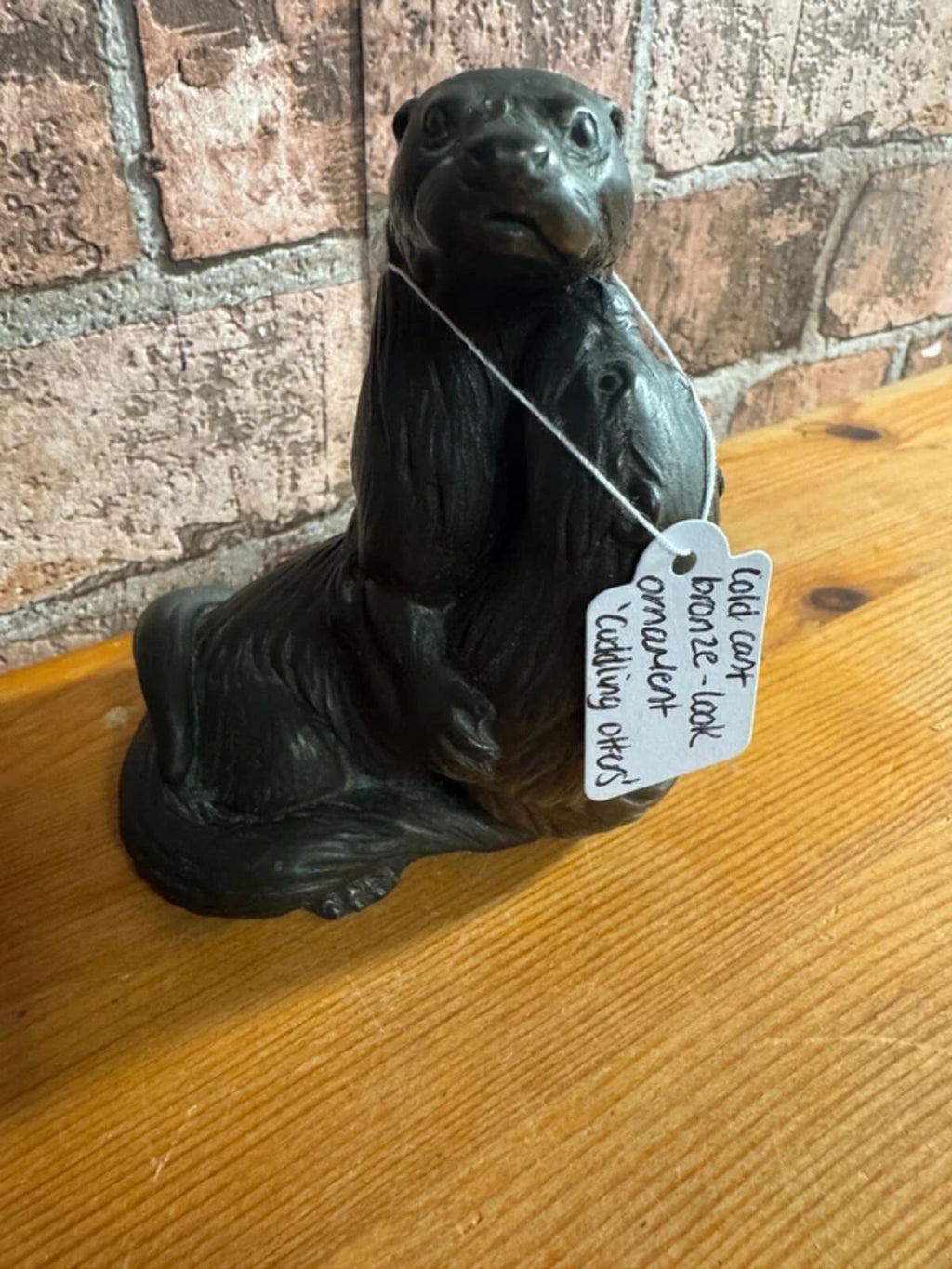 Cold Cast Bronze Look Ornament 'Cuddling Otters'