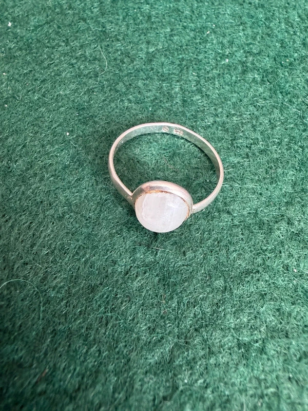 Sterling Silver and Moonstone Hallmarked Ring - Size N