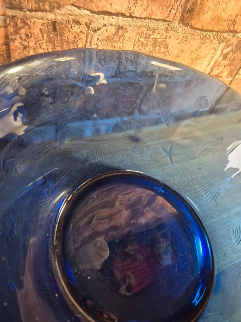 Cobalt blue shells/seahorse bowl