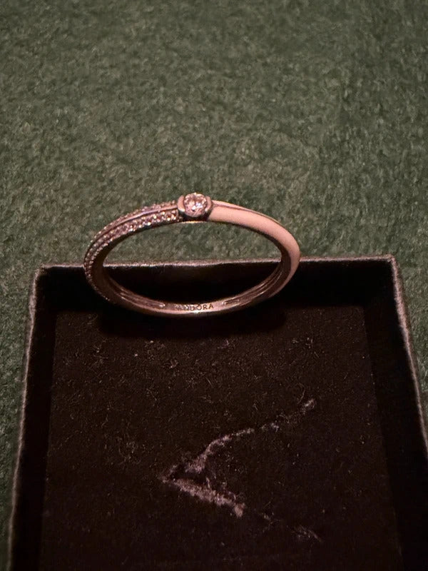 Pandora Silver 925 Pave and White Ring - Size T