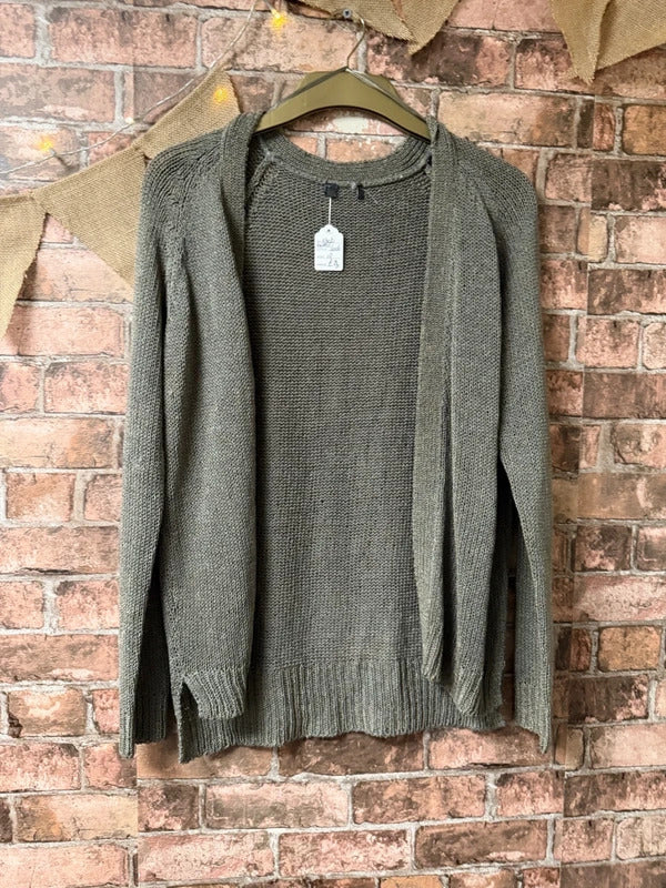 Khaki Knitted Cardigan - Size 10