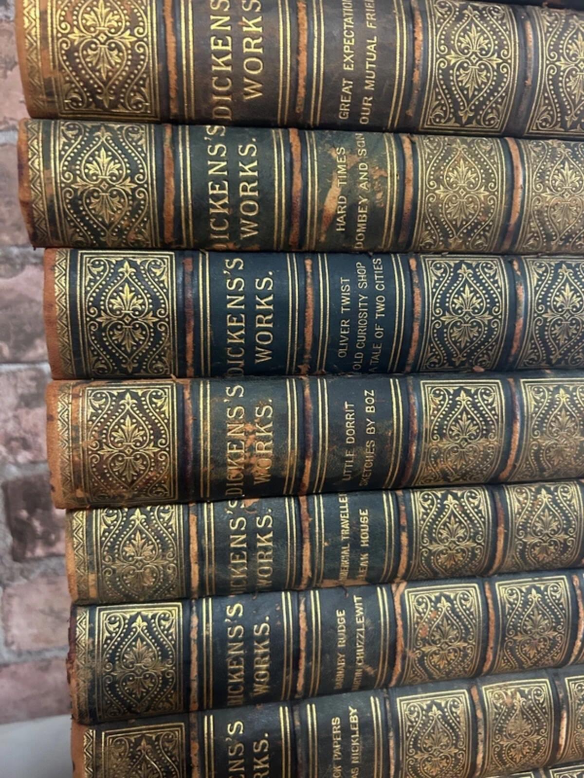 Dickens Works Late Victorian 10 Volume Book Set