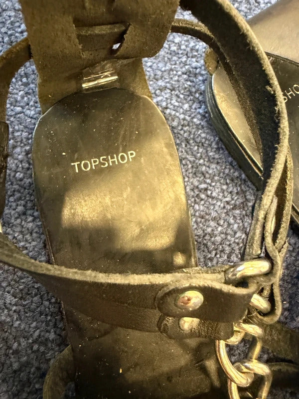 Topshop Black Sandals - Size 4 UK