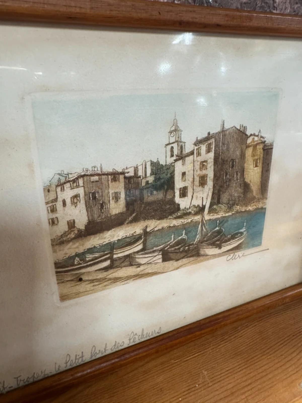 Vintage Framed Sketch Saint Tropez