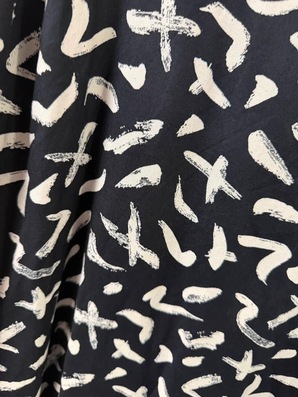 JD Williams Black and Cream Pattered Dress - Size 24