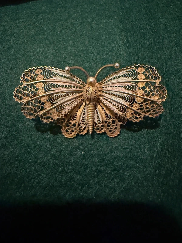 Sterling Silver Vintage Filigree Butterfly Brooch