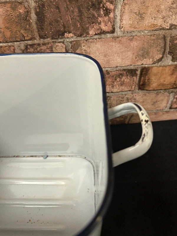 Vintage Blue and White Enamel Bread Bin