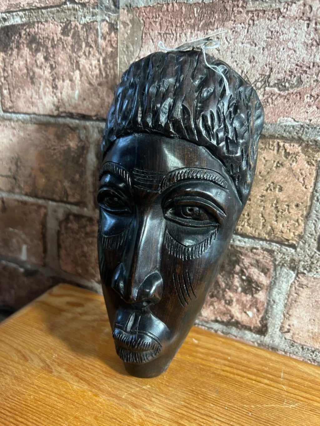 Vintage Carved Ebony Wood African Mask Ornament