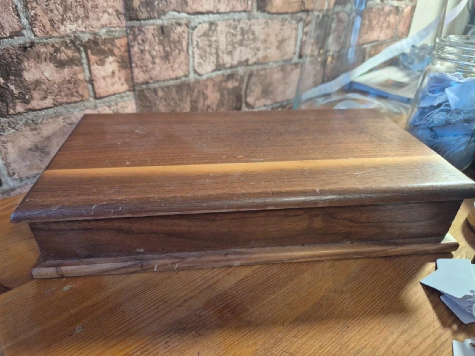 Vintage Teak Mid Century Lined Box