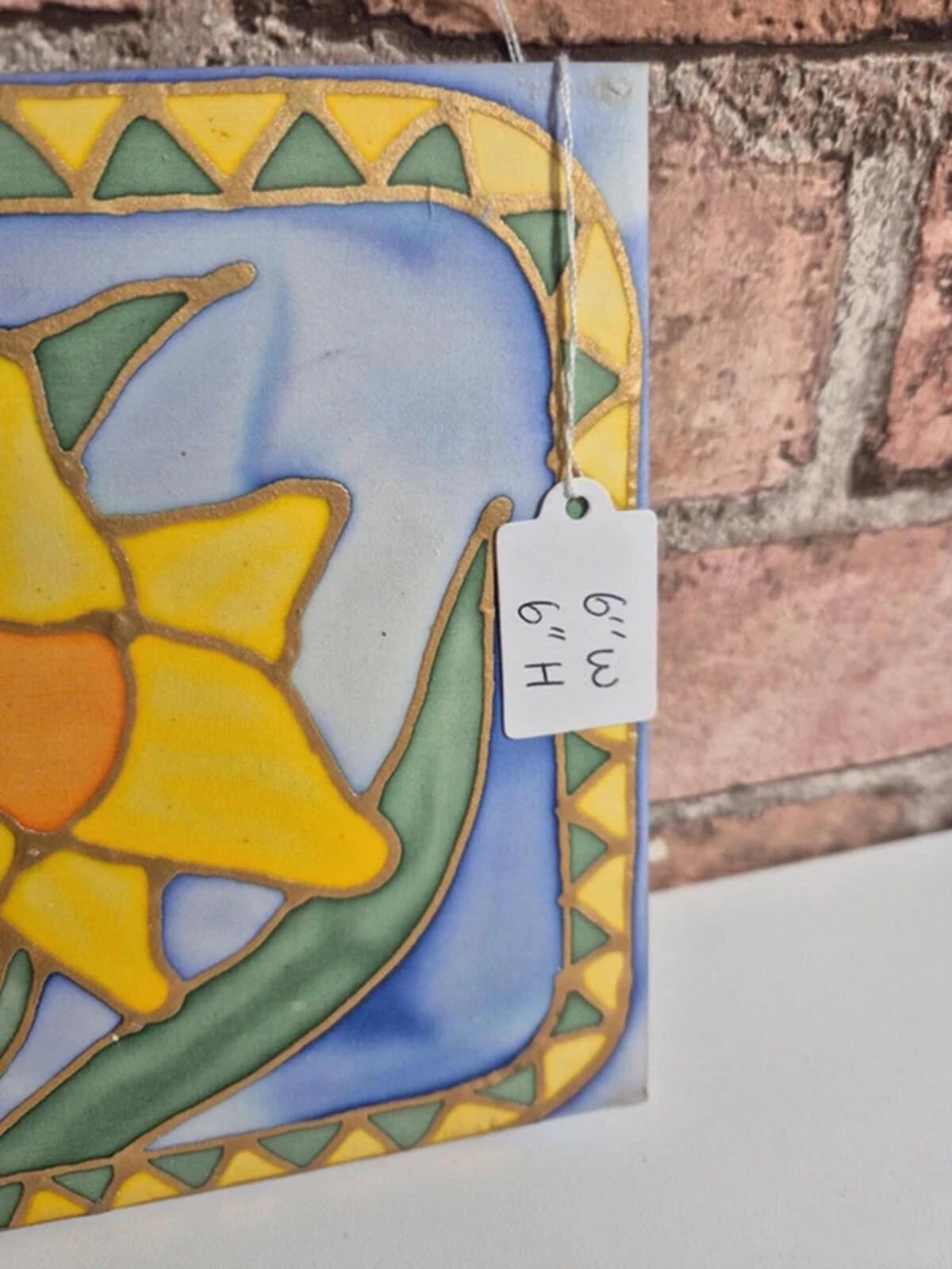 Pair of hand painted silk tiles