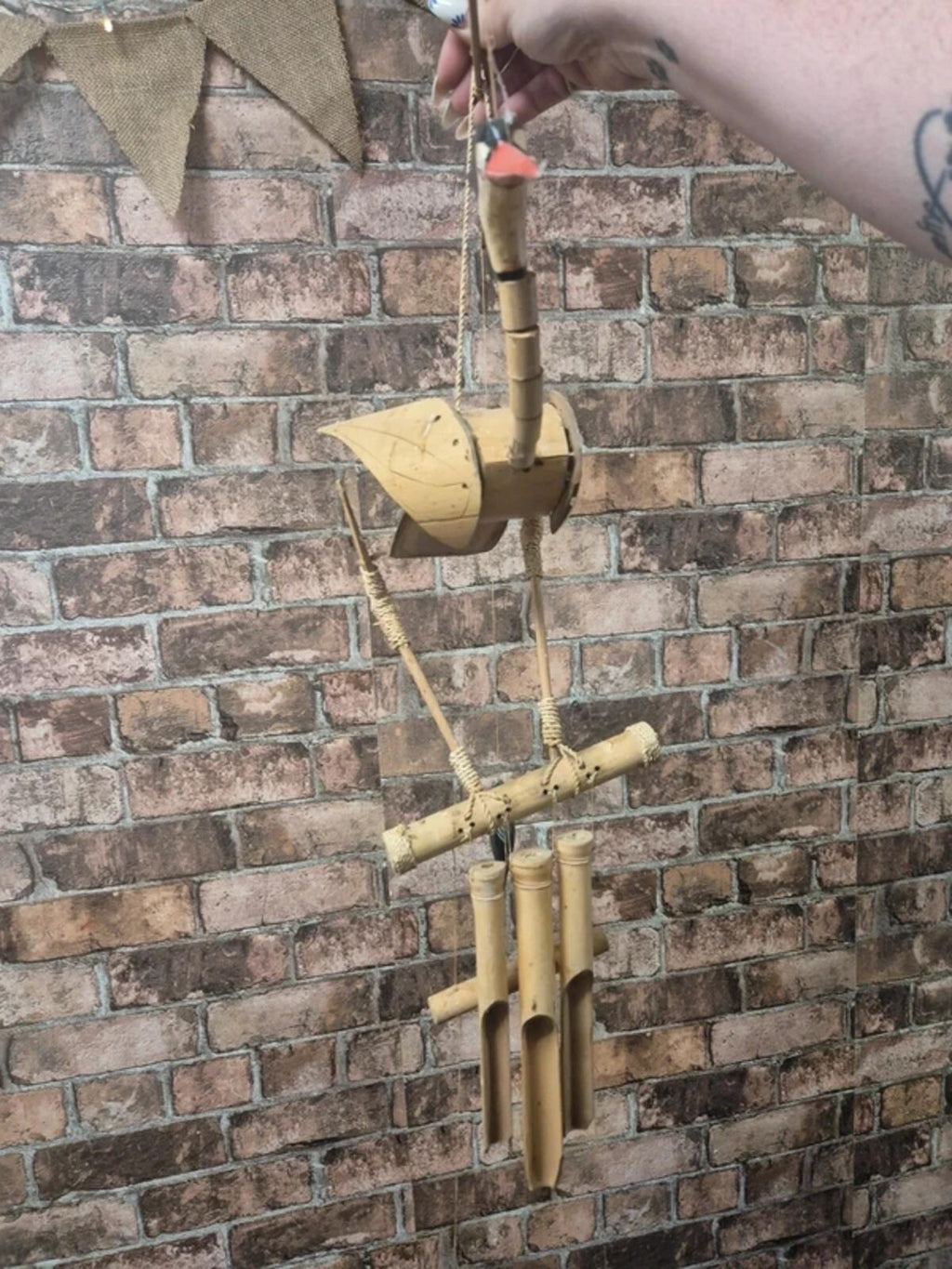 Vintage stork - bamboo wind chime