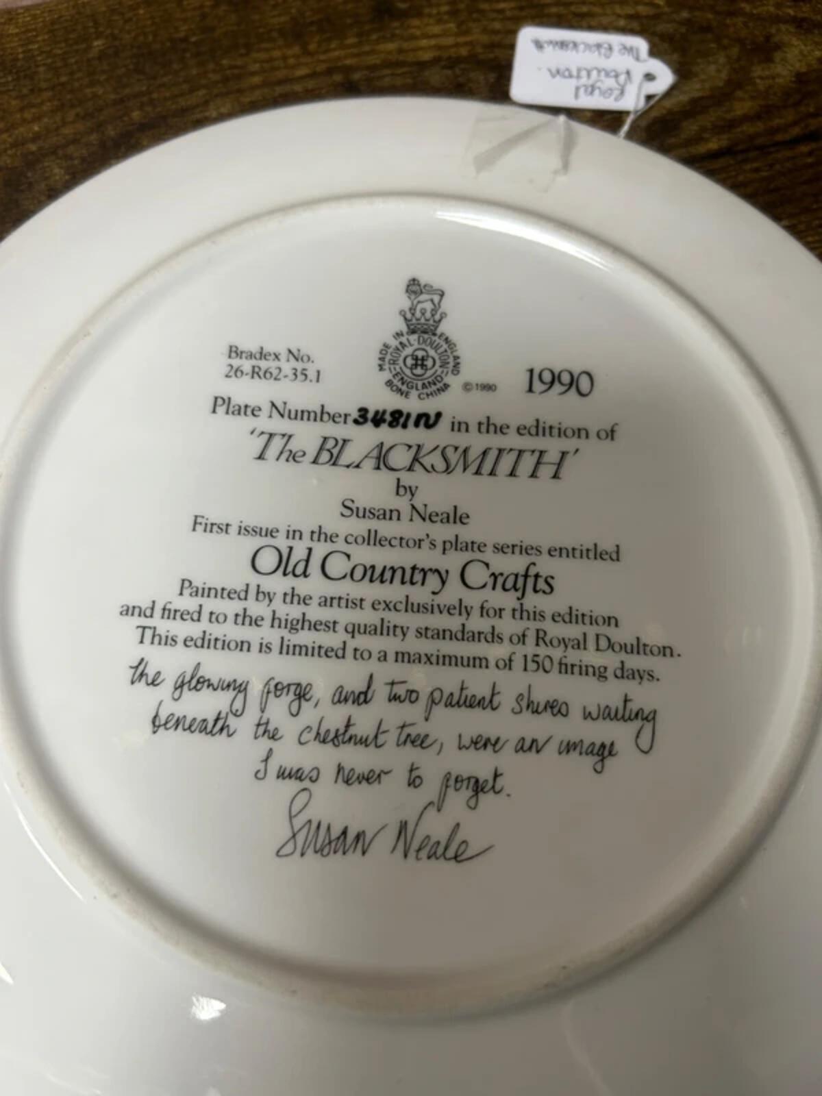 Royal Doulton The Blacksmith Collectable Plate