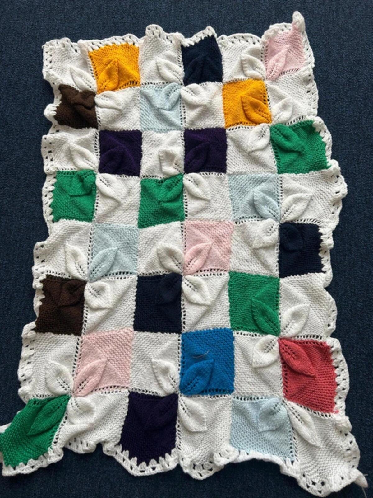Hand Knitted 3D Multi Colour Wool Blanket