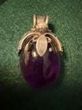 Sterling Silver and Amethyst Large Pendant - 33.8g