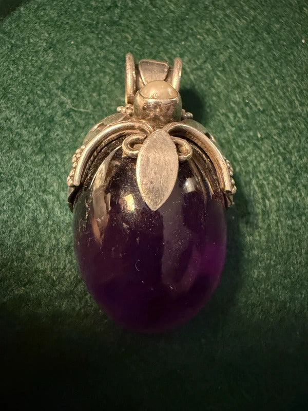 Sterling Silver and Amethyst Large Pendant - 33.8g