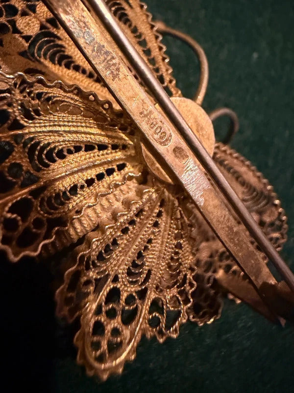 Sterling Silver Vintage Filigree Butterfly Brooch