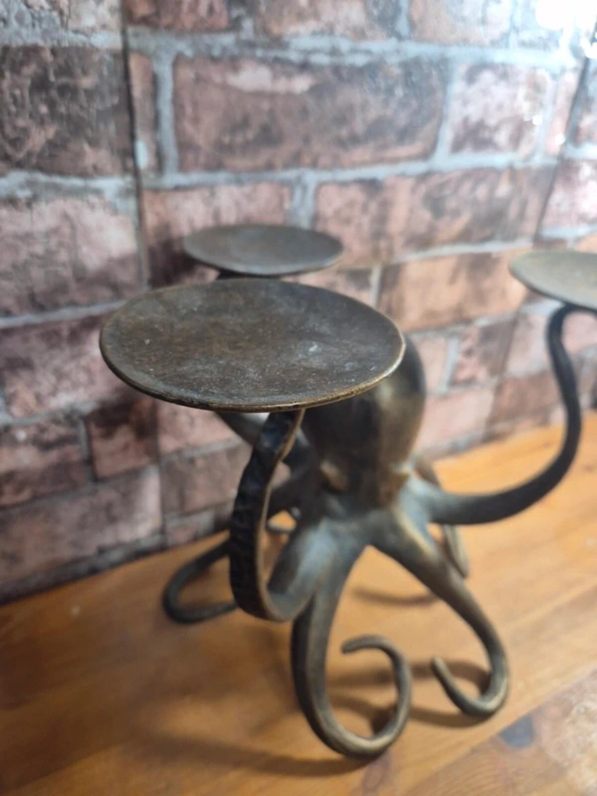SPI Bronzed Metal Octopus Candle Holder