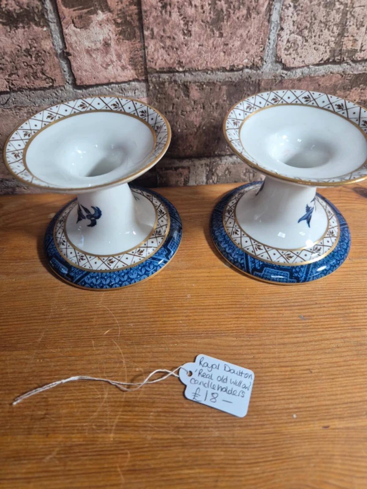 Royal Doulton 'Real old willow' candle holders