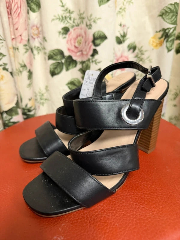 M&S black open toe heels - size 4