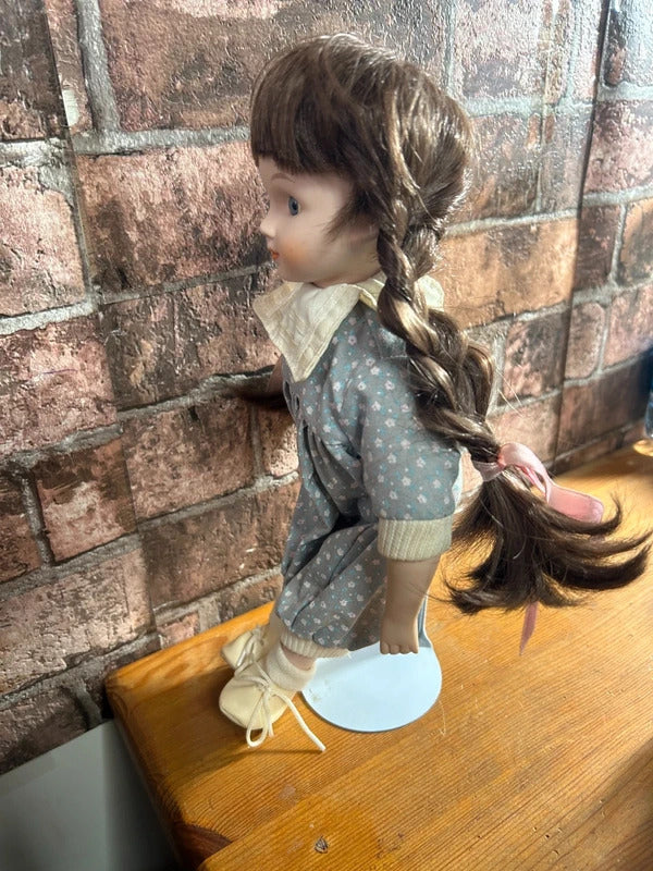Vintage China Doll on Stand