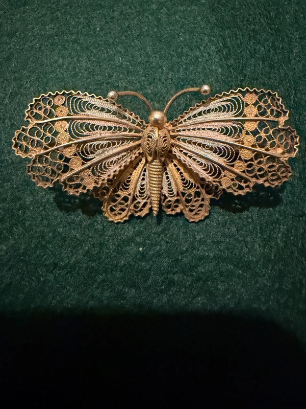 Sterling Silver Vintage Filigree Butterfly Brooch