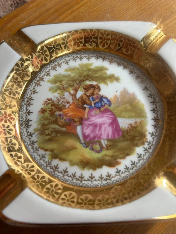 Limoges Floral Ashtray