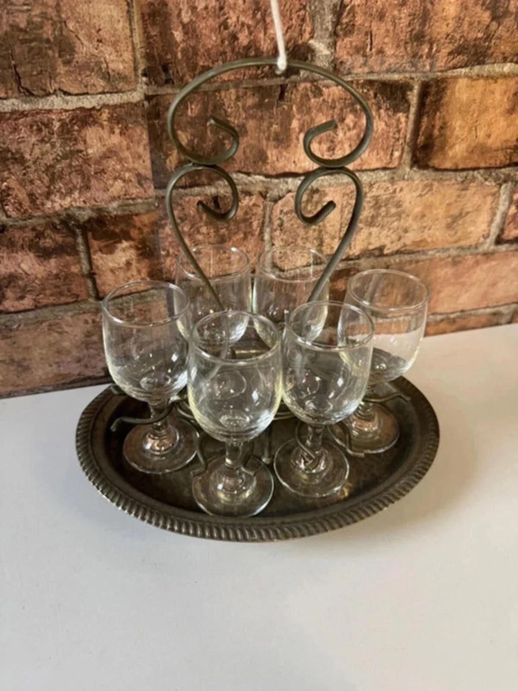 Vintage Wine Glasses and Silver Plated Holder