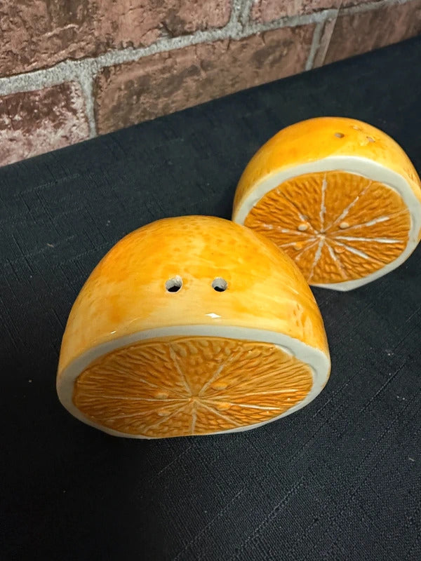 Ceramic Orange Salt and Pepper Pots