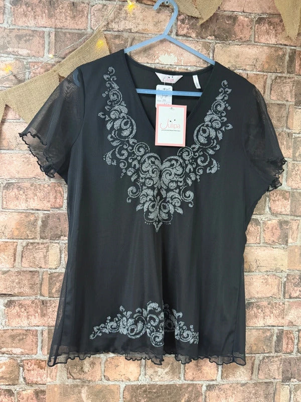Julipa Black and Silver Top - Size 14