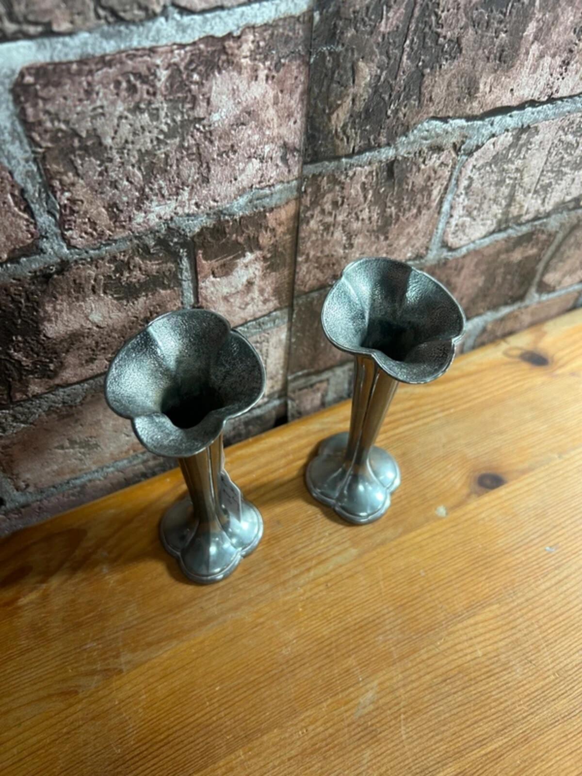 Vintage Silver Plated Pair of Bud Vases