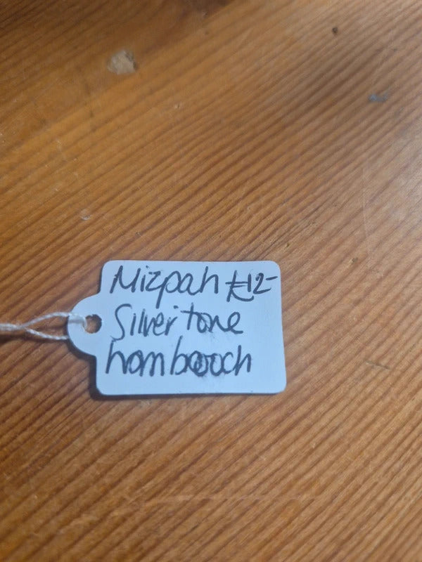 Mizpah Silver tone horn brooch