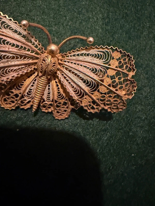 Sterling Silver Vintage Filigree Butterfly Brooch