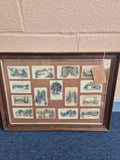 Vintage Black and White Framed Rural Scene Sketches