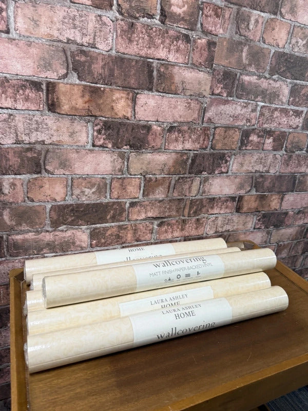 Laura Ashley Cream "Percy" Wallpaper Rolls x 6