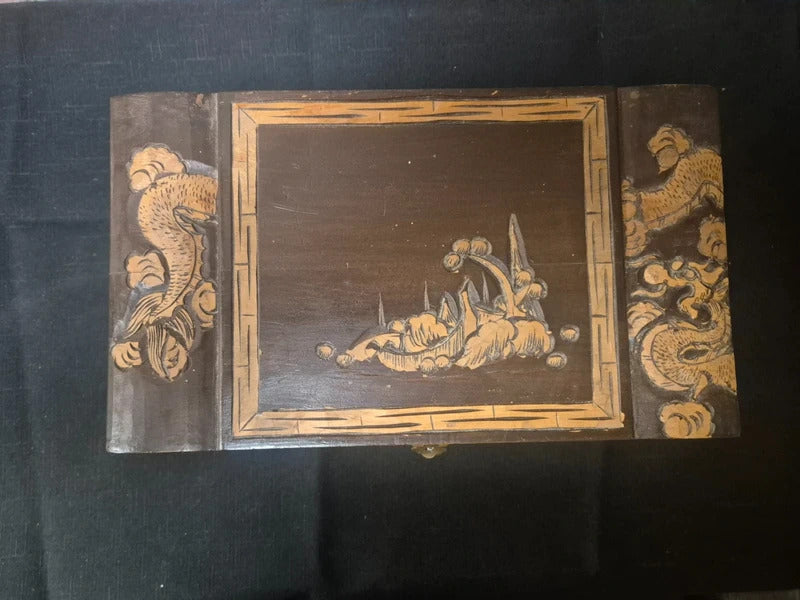 Vintage carved chinese jewellery box