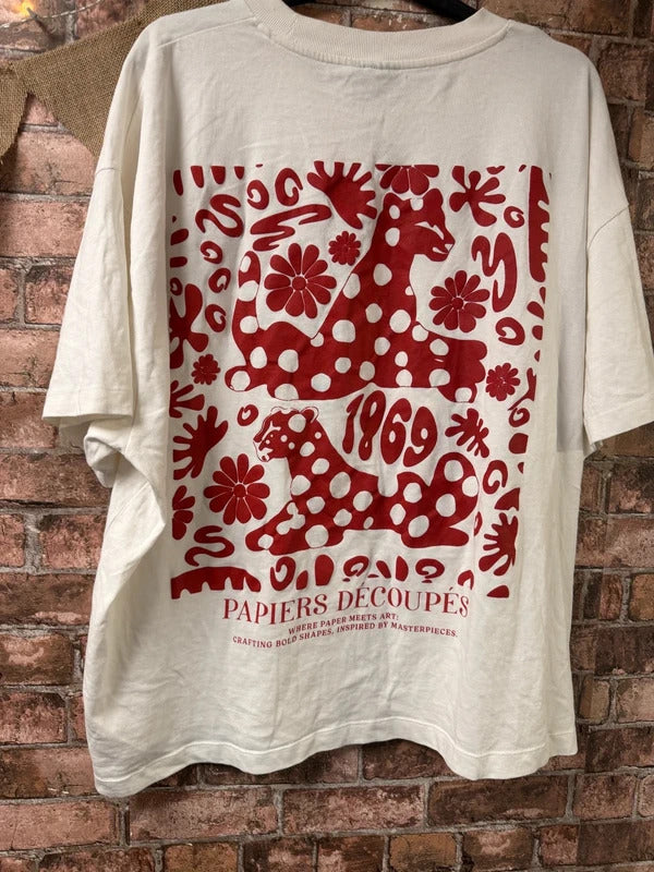 ASOS Cream and Red T Shirt - Size 20/22 Oversized