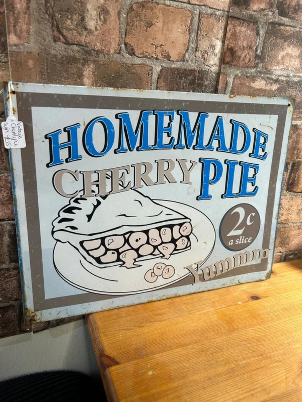 Vintage Homemade Cherry Pie Advertising Metal Sign