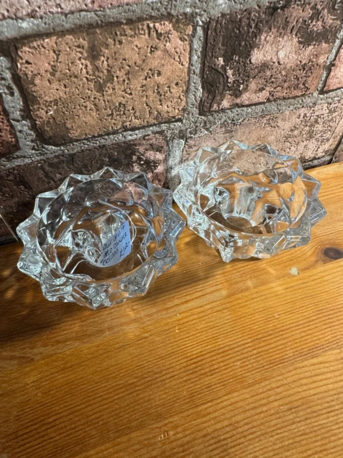 Pair of Art Deco Glass Candle Holders