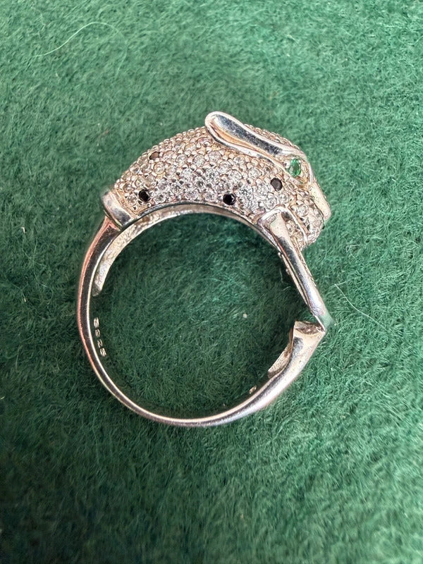 Sterling Silver Panther Hallmarked Ring - Size O
