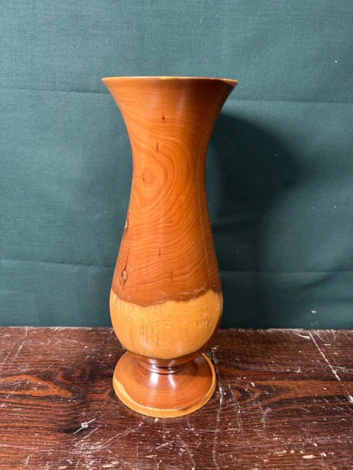 Walnut Wood Spun Vase