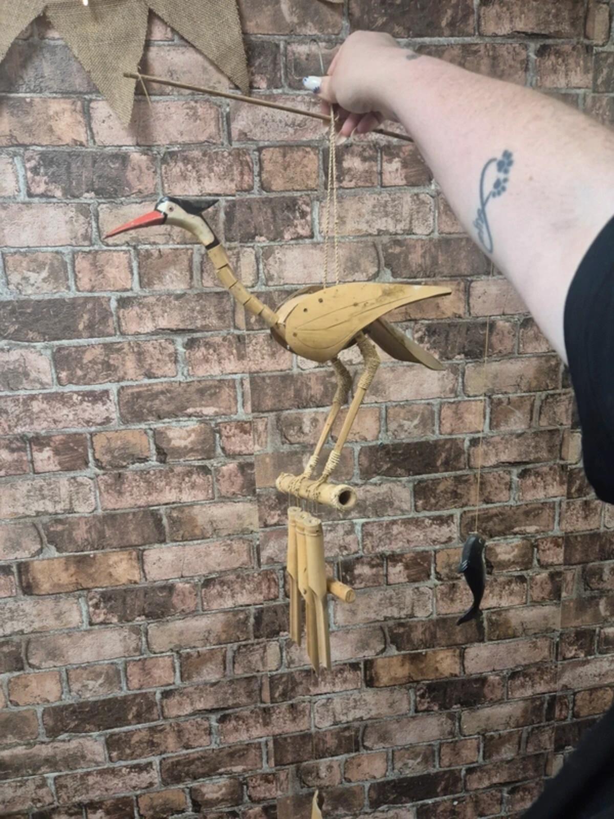 Vintage stork - bamboo wind chime