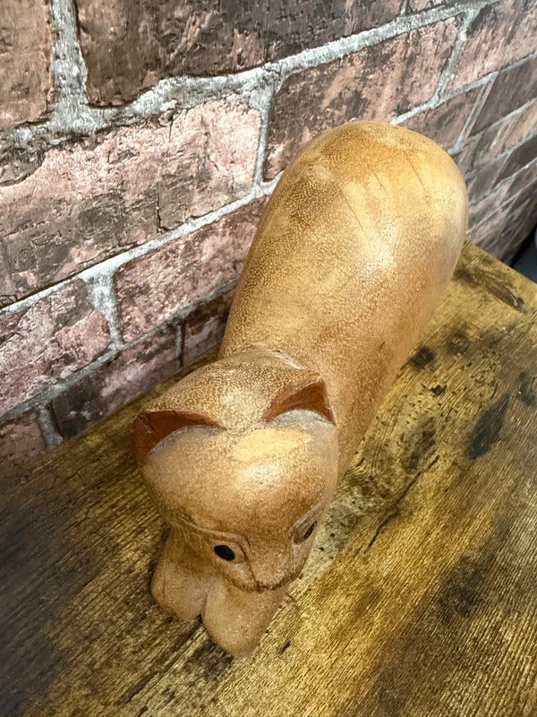 Vintage Handcarved Cat Statue