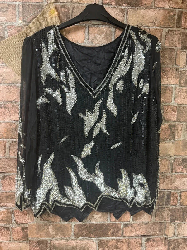 Vintage Beaded/Sequin Top - Size 14