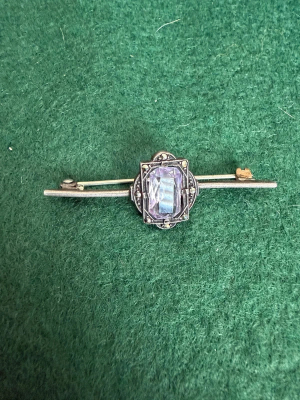 Antique Sterling Silver Bar Brooch