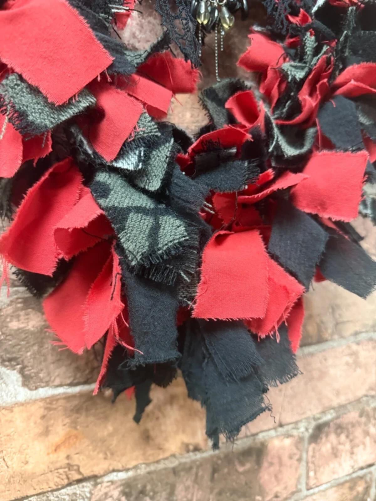 Love Heart Red and Black Gothic Fabric Wreath