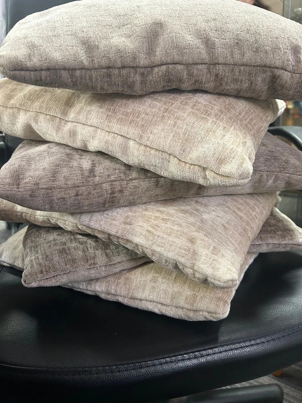Set of 6 Beige and Mink Cushions