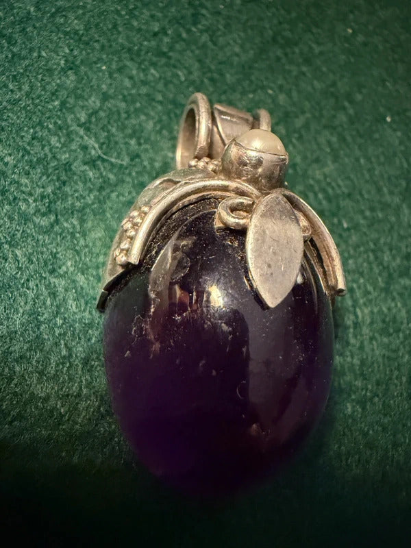 Sterling Silver and Amethyst Large Pendant - 33.8g