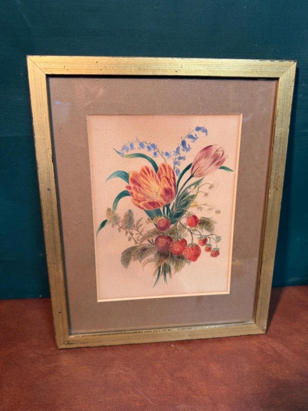 Vintage Framed Fruit/Floral Print